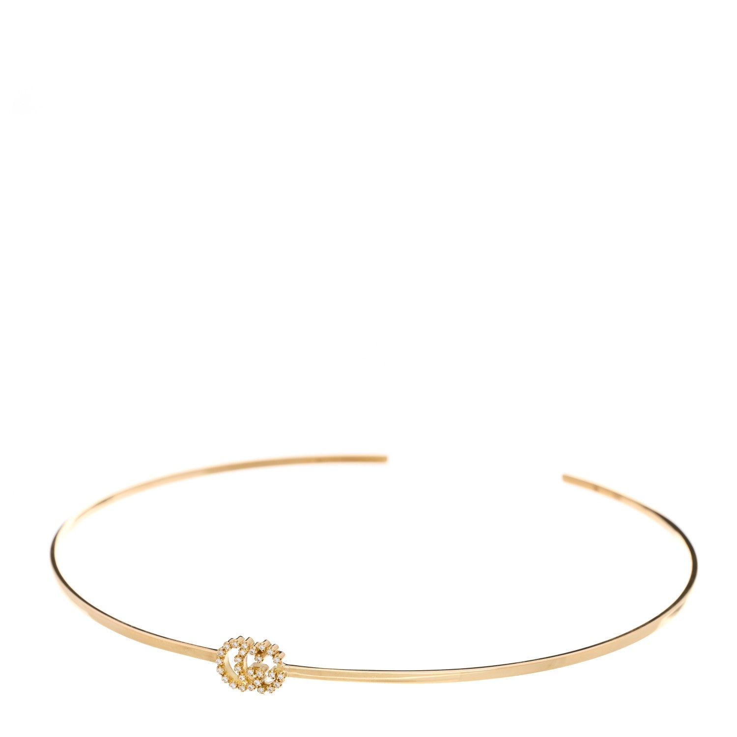 Gucci 18K Yellow Gold Diamond GG Running Choker Necklace 1 of 4
