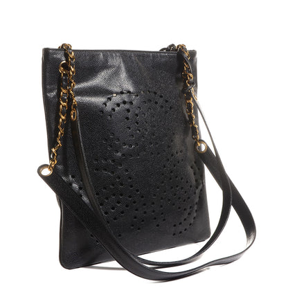 Chanel Caviar Perforated CC Shoulder Bag Black 4 of 8