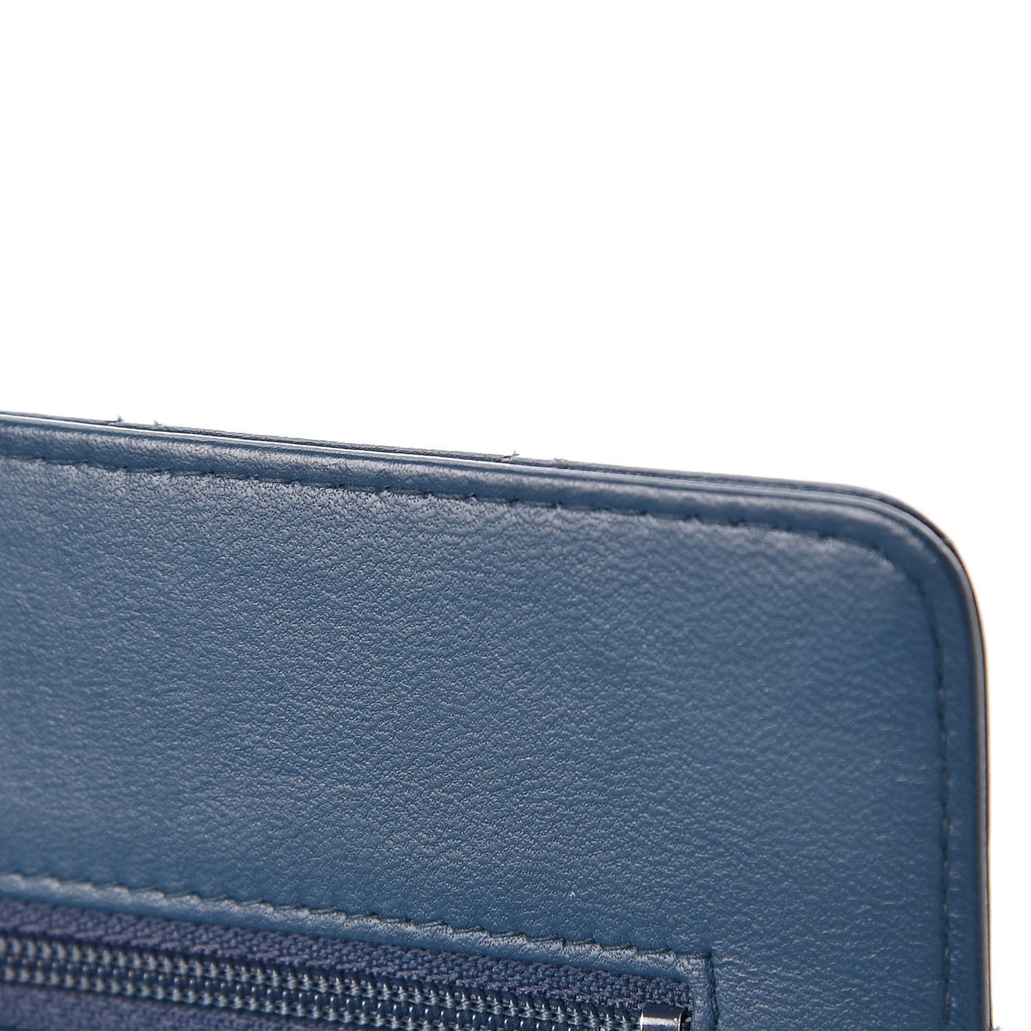 Lambskin Quilted Trendy CC Wallet On Chain WOC Blue