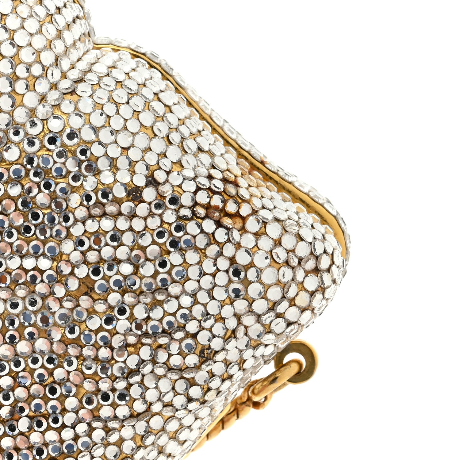 Judith Leiber Swarovski Crystal Minaudiere Clutch Gold Silver 12 of 12