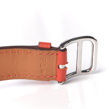 Hermes Stainless Steel Swift 21mm Heure H Hour Double Tour Quartz Watch Orange 7 of 8