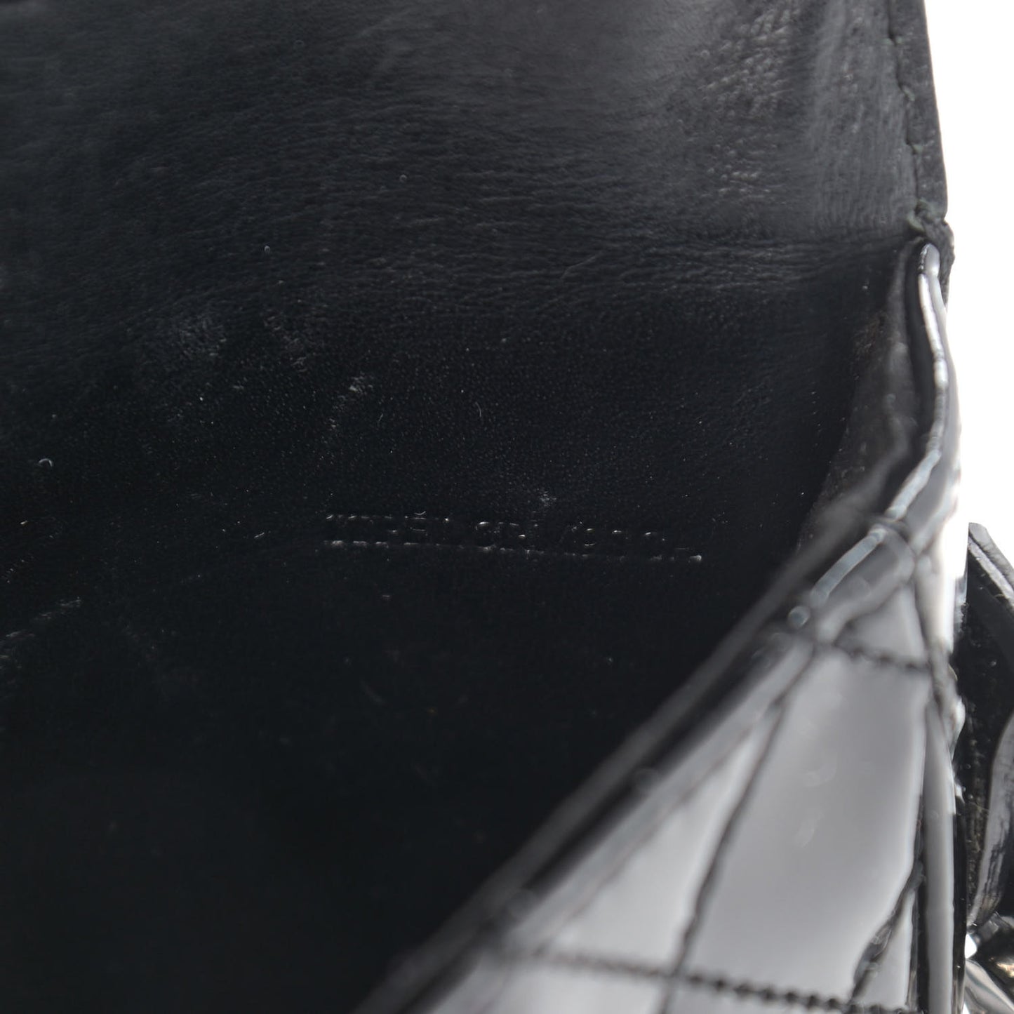 Patent Calfskin Quilted Mini Crossbody Bag Black