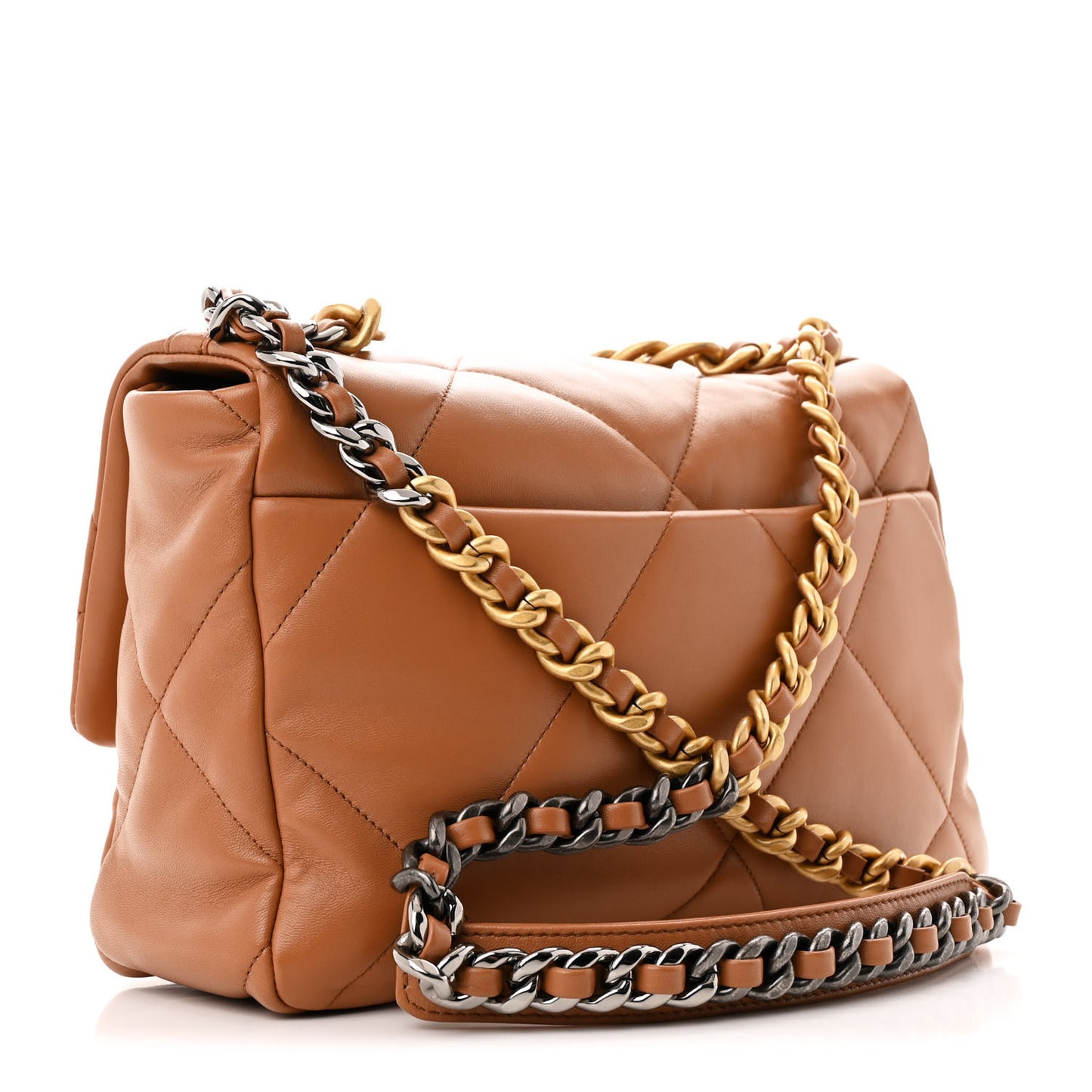 Lambskin Quilted Large Chanel 19 Flap Brown