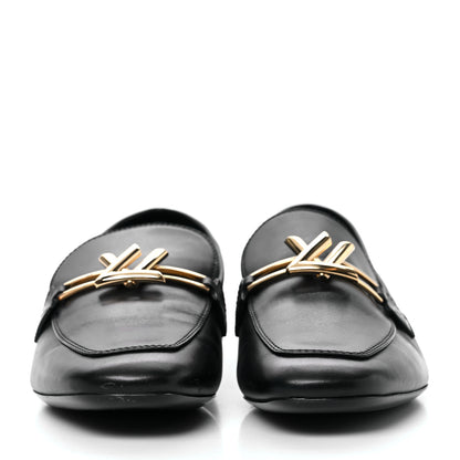 Louis Vuitton Calfskin Upper Case Flat Loafer 36.5 Black 2 of 8