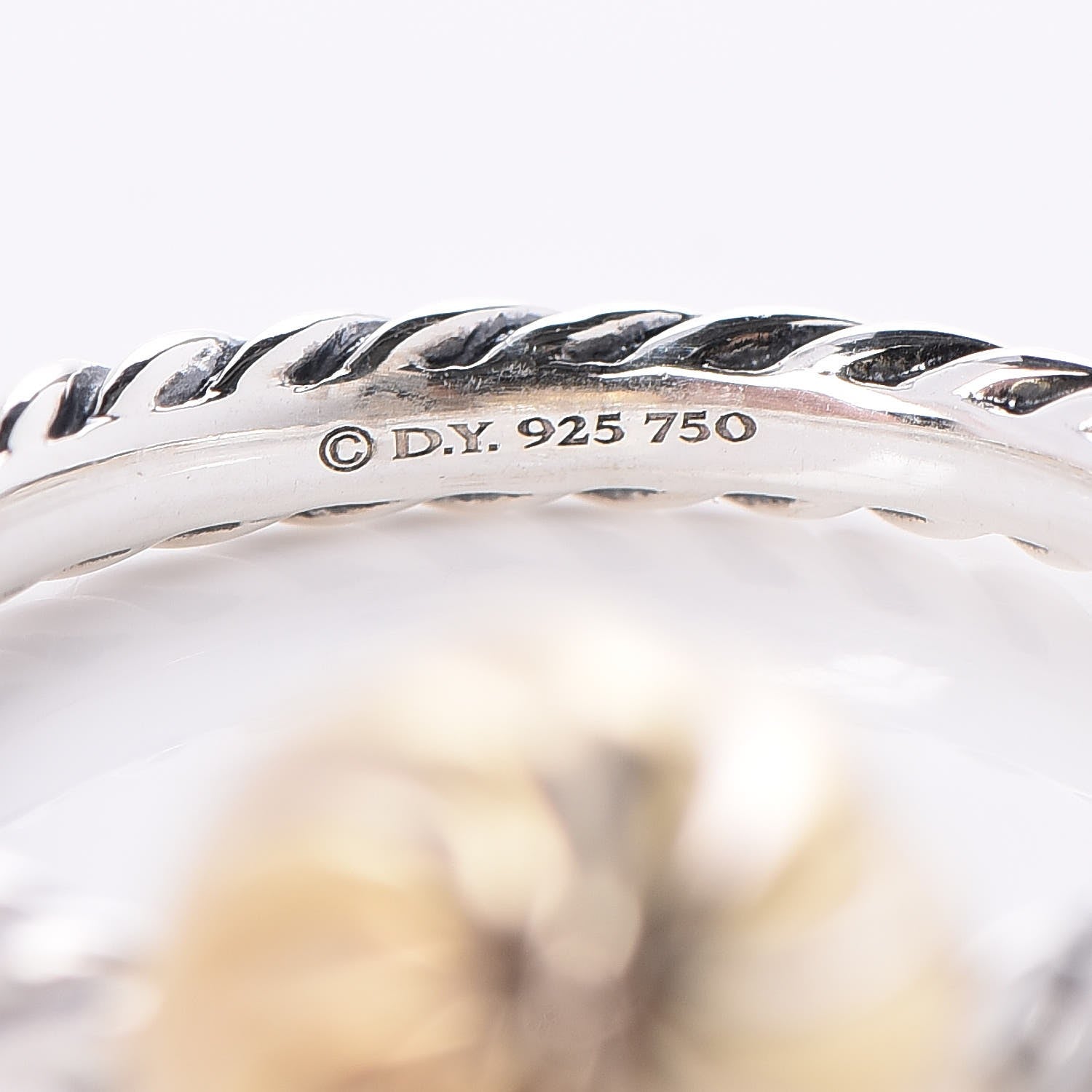 David Yurman Sterling Silver 18K Yellow Gold 10mm Elements Cable Ball Ring 54 7 5 of 5