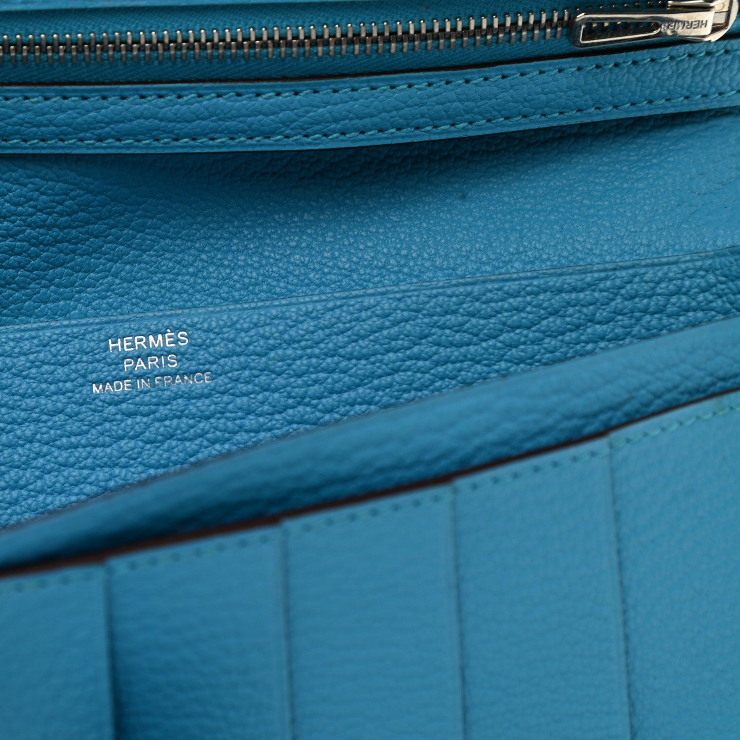 Hermes Chevre Mysore Bearn Gusset Wallet Bleu Azteque 6 of 8