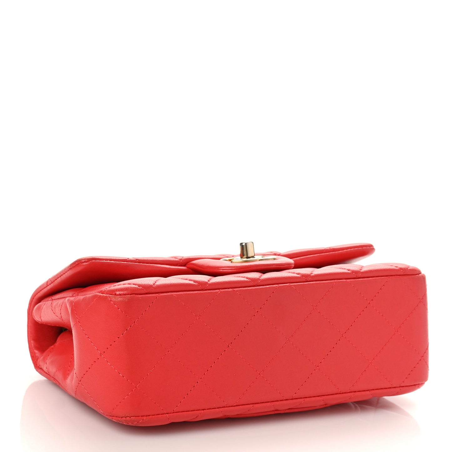 Lambskin Quilted Mini Rectangular Flap Red