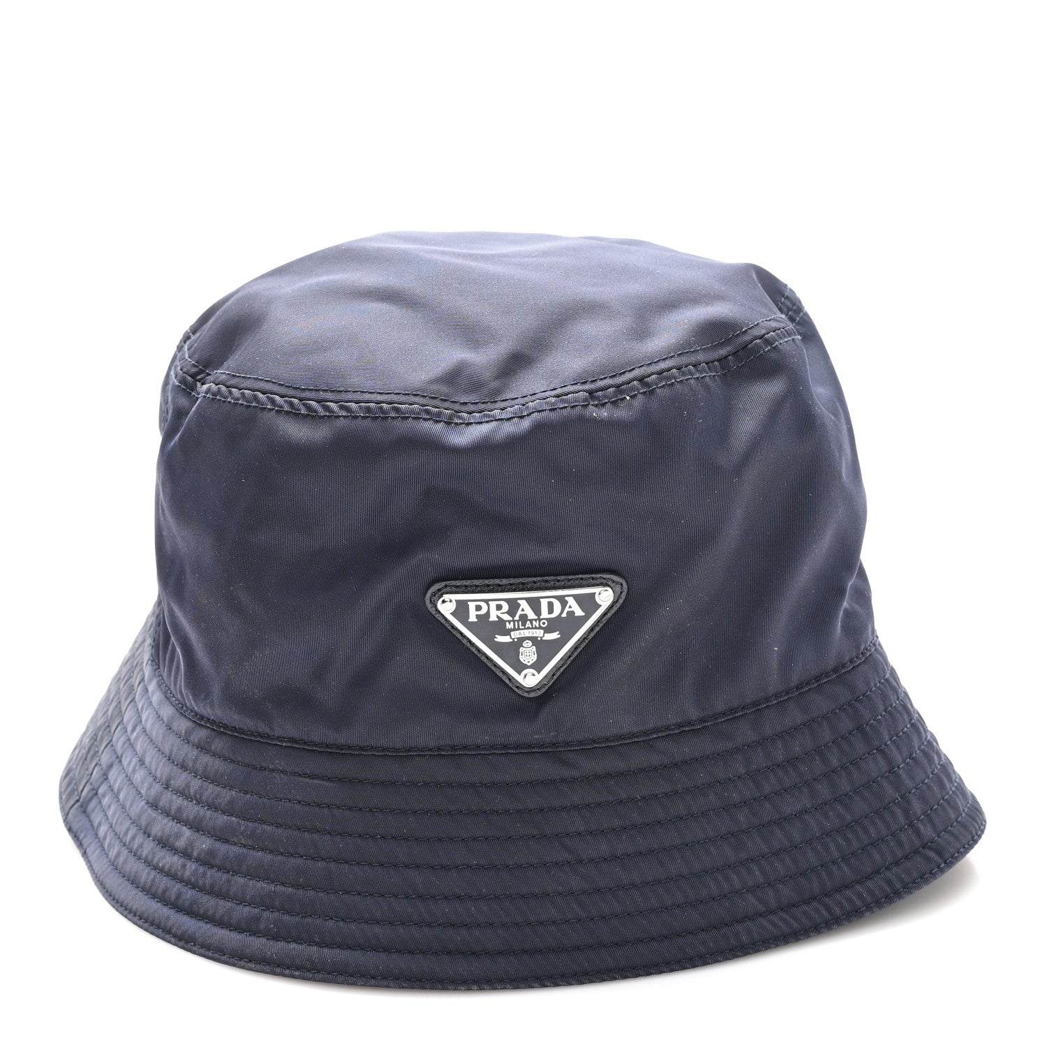 Prada Re-Nylon Metal Triangle Logo Womens Bucket Hat XL Black 3 of 9
