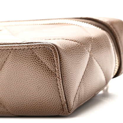 Chanel Caviar Quilted Top Handle Slim Vanity With Chain  Light Brown 10 of 11