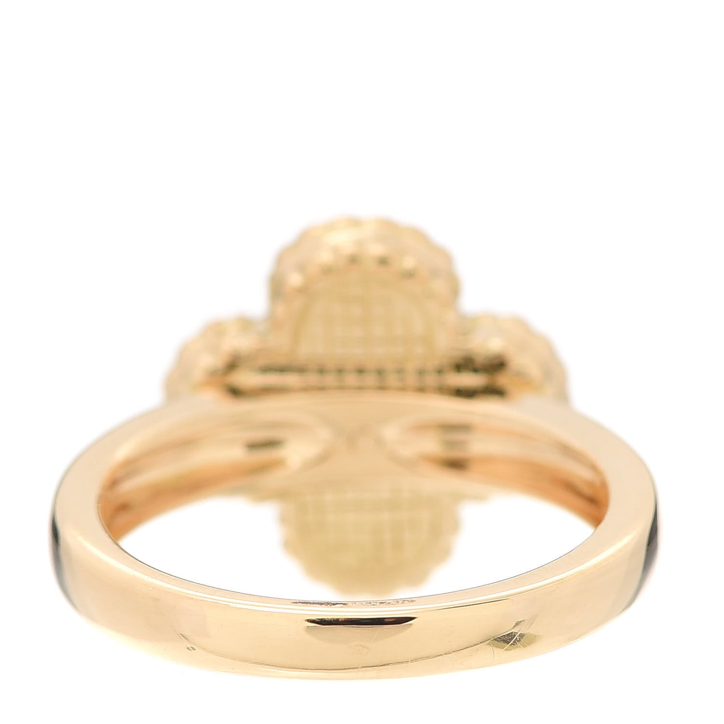 18K Yellow Gold Diamond Black Onyx Vintage Alhambra Ring 55 7.25