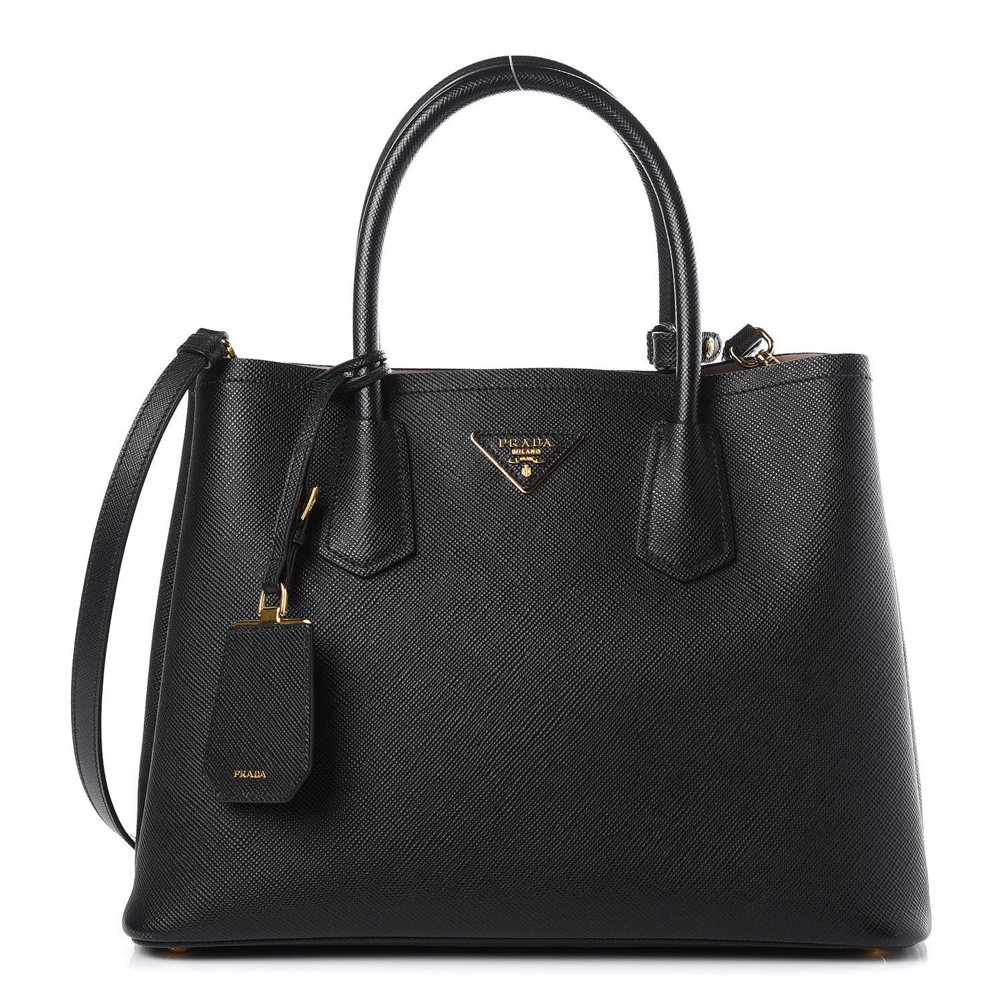 Saffiano Cuir Medium Double Bag Black Mughetto
