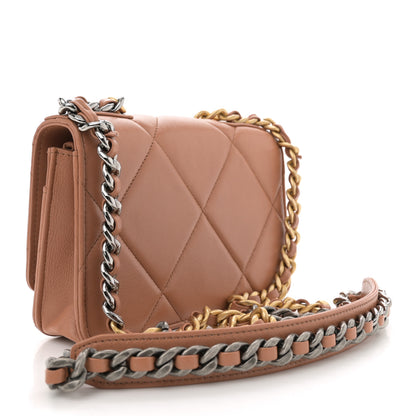 Chanel Lambskin Quilted Chanel 19 Wallet On Chain WOC Brown 2 of 11
