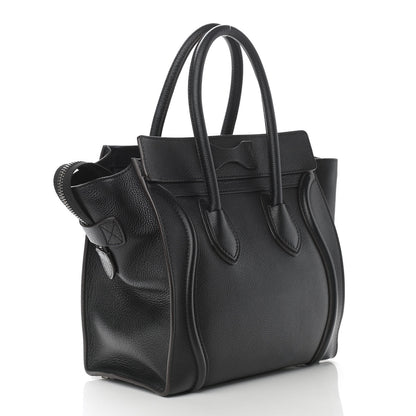 Celine Drummed Calfskin Micro Luggage Black 3 of 11