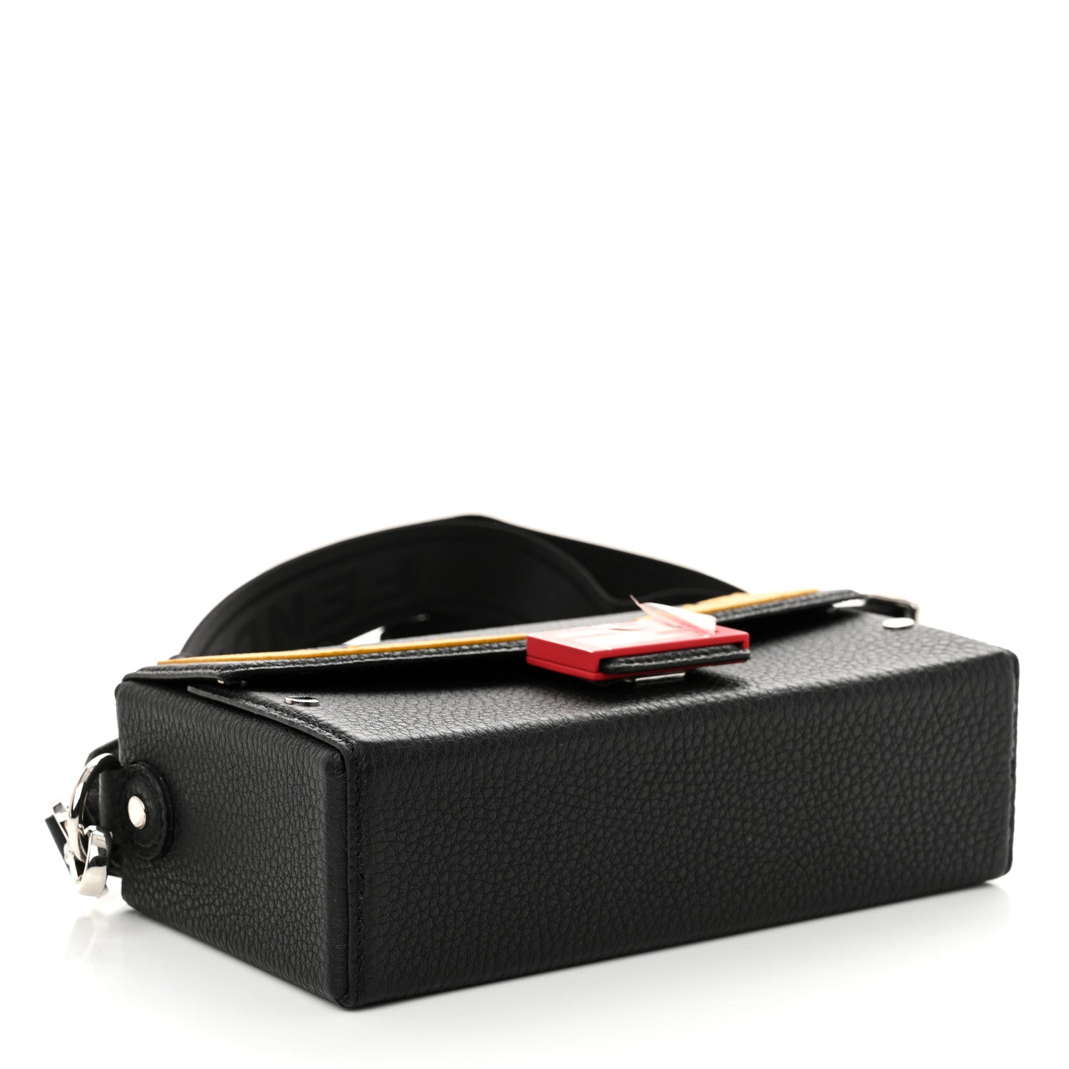 Fendi Vitello Cuoio Romano Monster Eyes Bi-Color Baguette Trunk Black Yellow 4 of 9