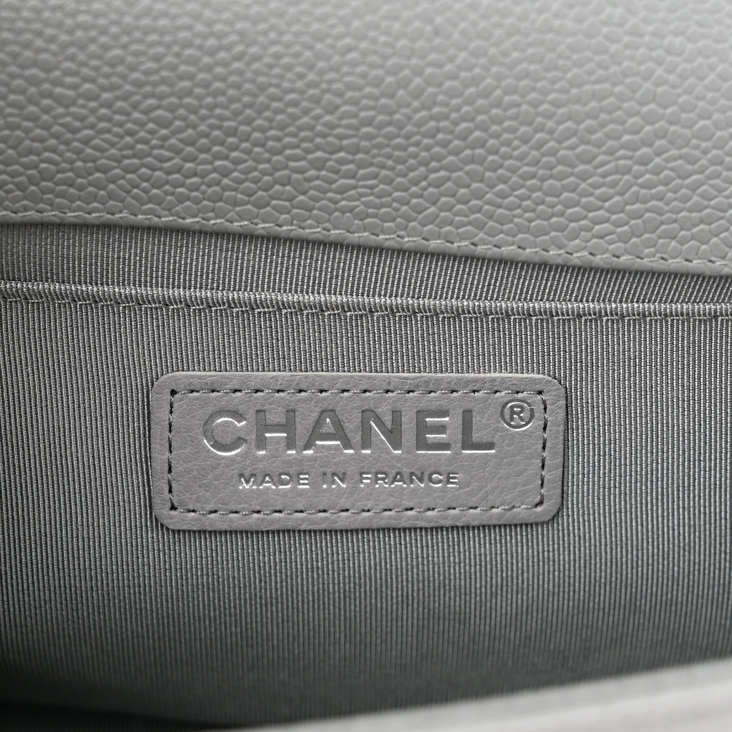 Chanel Caviar Chevron Quilted Medium Boy Flap Grey 6 of 10