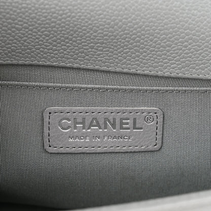 Chanel Caviar Chevron Quilted Medium Boy Flap Grey 6 of 10