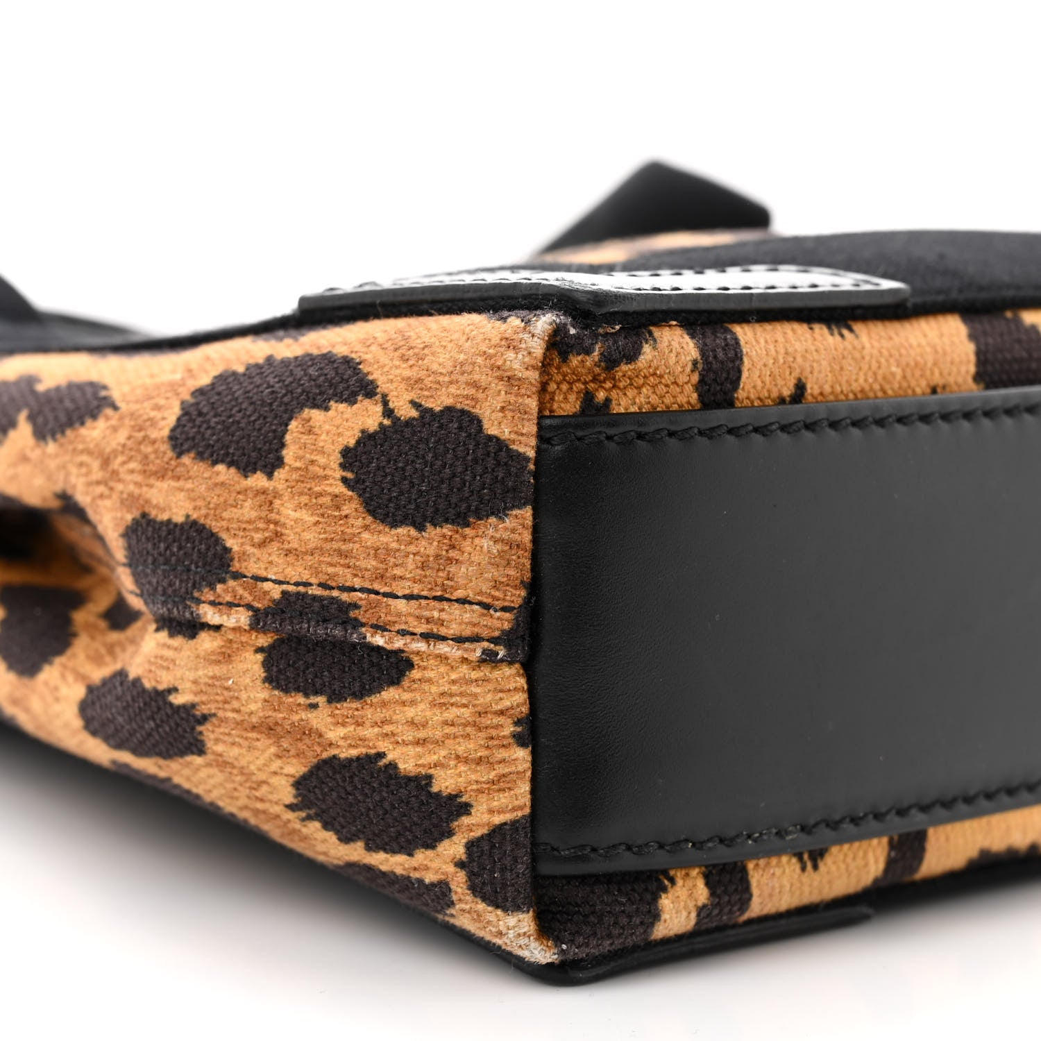 Balenciaga Cotton Canvas Satin Calfskin Leopard Print Navy Cabas XS Beige Black 10 of 11