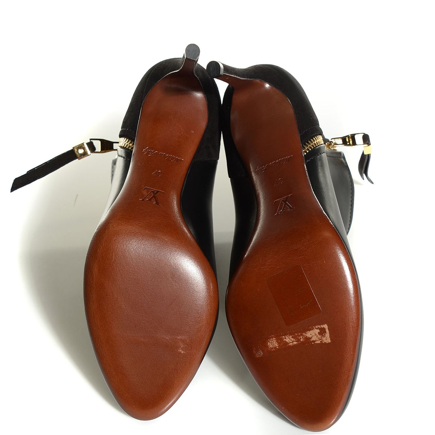 Calfskin Zippy Low Boots 37 Black