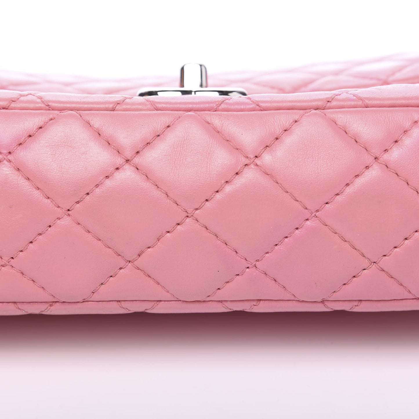 Lambskin Quilted Medium Double Flap Light Pink