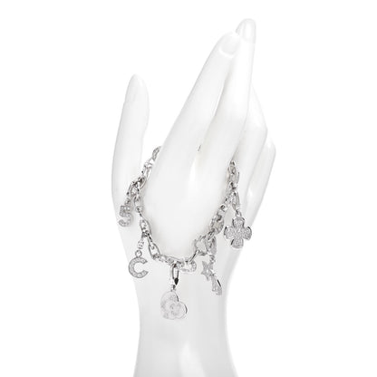 Chanel 18K White Gold Diamond Interlocking Five Charm Bracelet 2 of 4