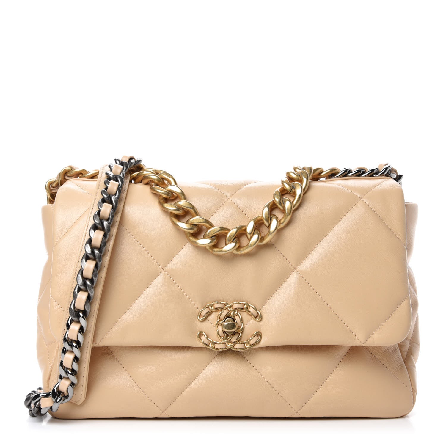 Chanel Lambskin Quilted Large 19 Flap Beige 1 of 11