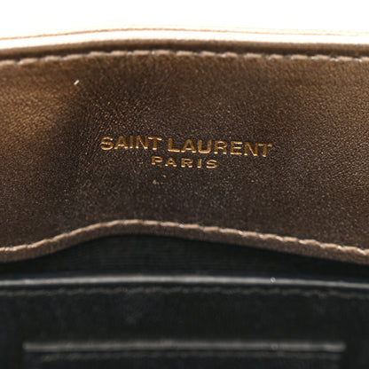 Saint Laurent Metallic Calfskin Y Quilted Monogram Small Loulou Chain Satchel Pewter 9 of 12