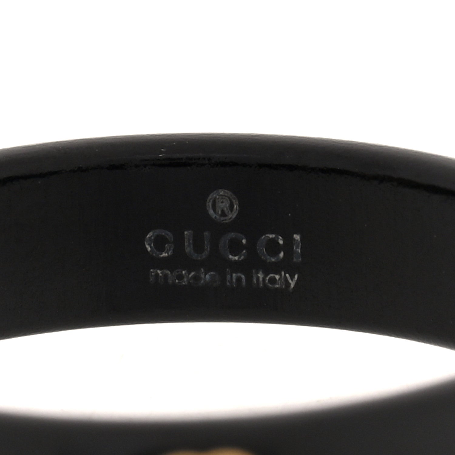 Gucci 18K Yellow Gold Synthetic Corundum Icon Ring 51 5.75 Black 4 of 5