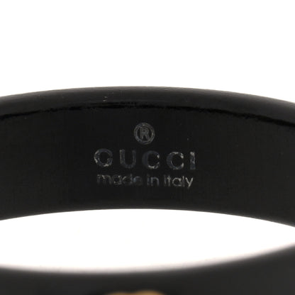 Gucci 18K Yellow Gold Synthetic Corundum Icon Ring 51 5.75 Black 4 of 5