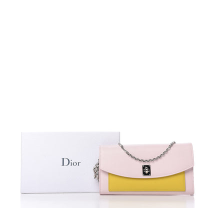 Christian Dior Calfskin Tri-Color Wallet On Chain Pink 11 of 12