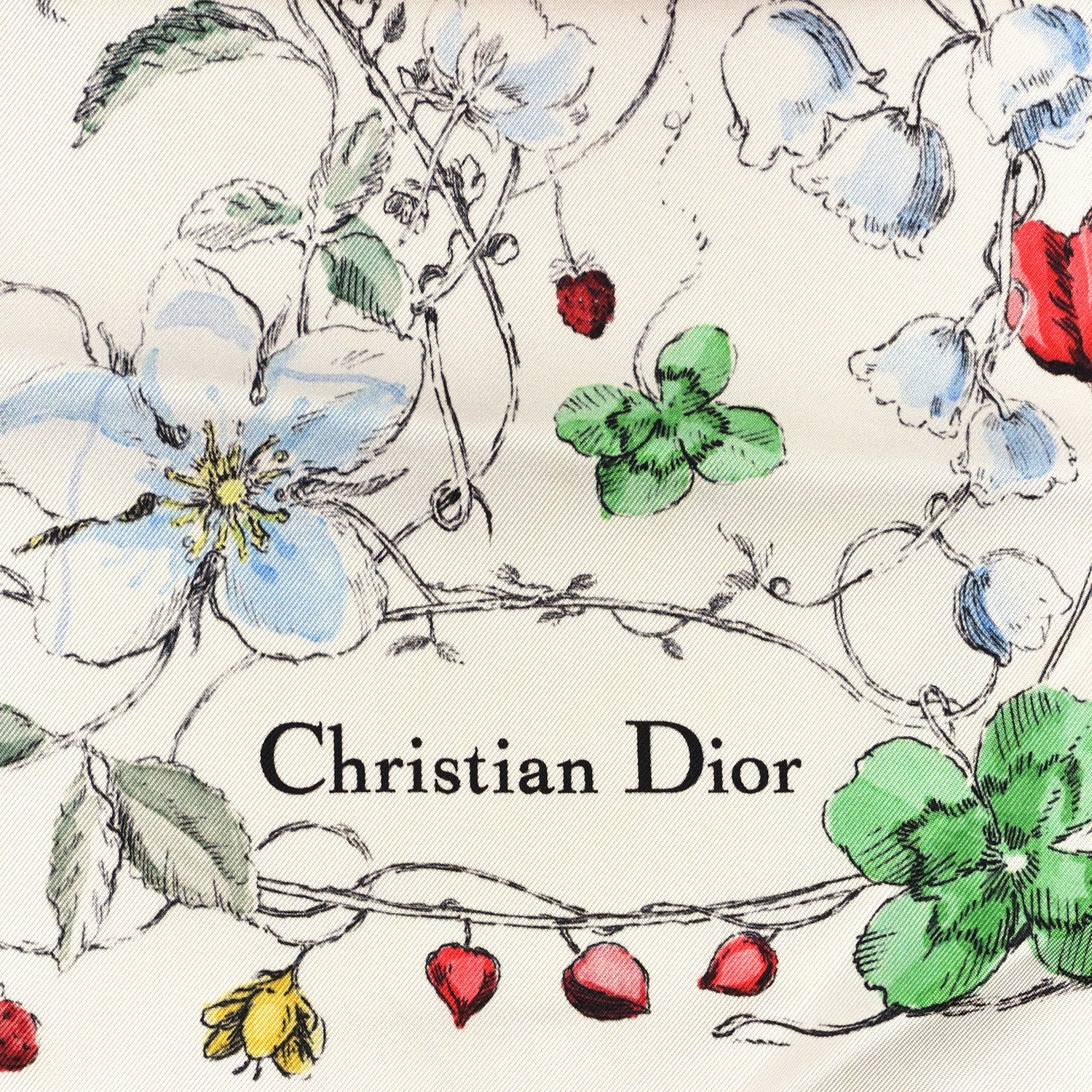 Christian Dior Silk Florilegio 90 Square Scarf Red 2 of 3