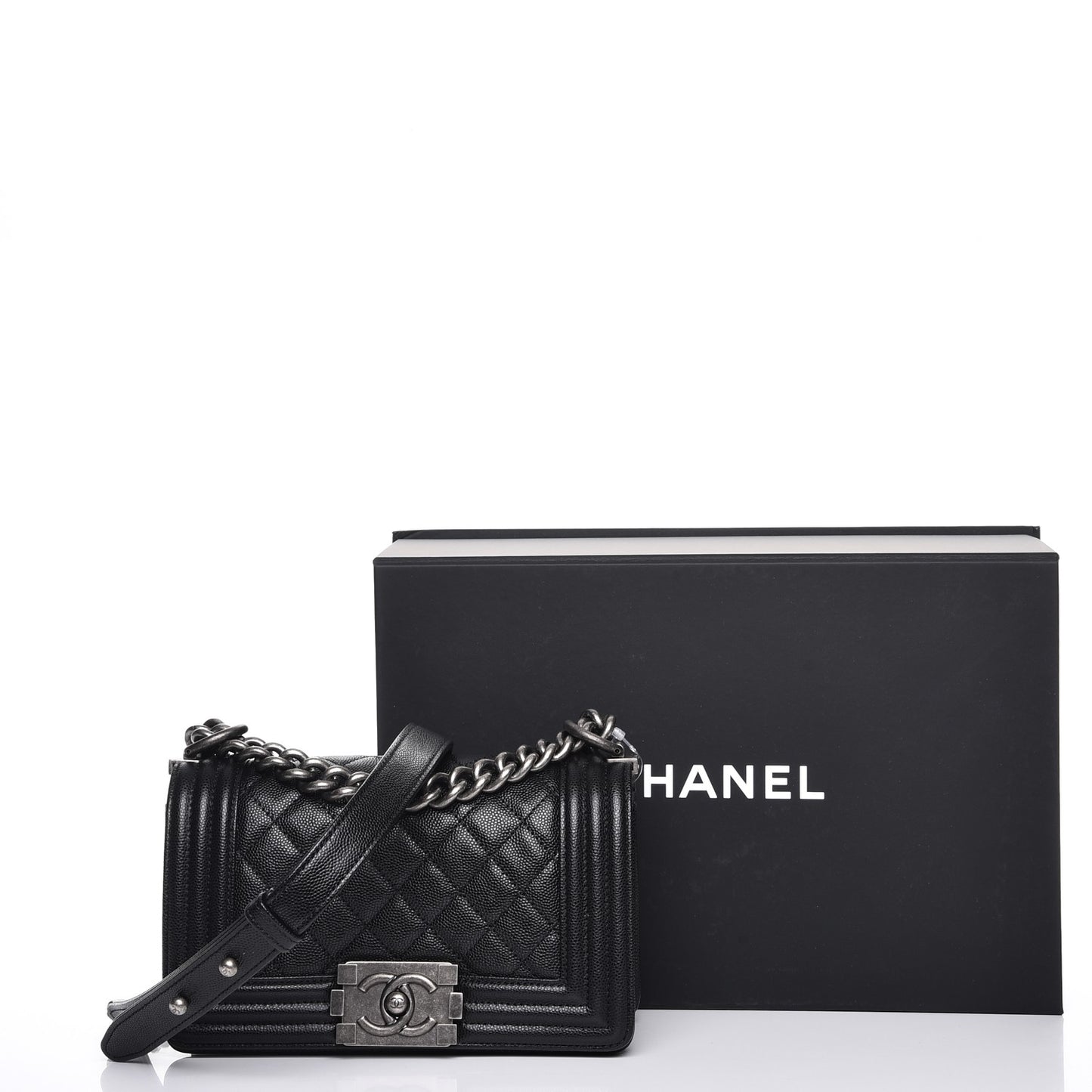 Caviar Quilted Small Boy Flap Black