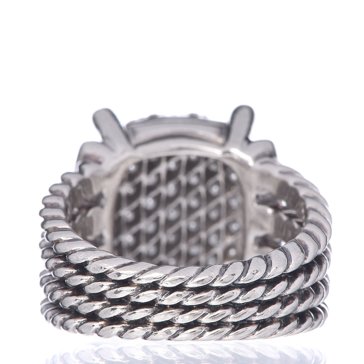 David Yurman Sterling Silver Diamond 16mm Wheaton Ring 52 6 4 of 5