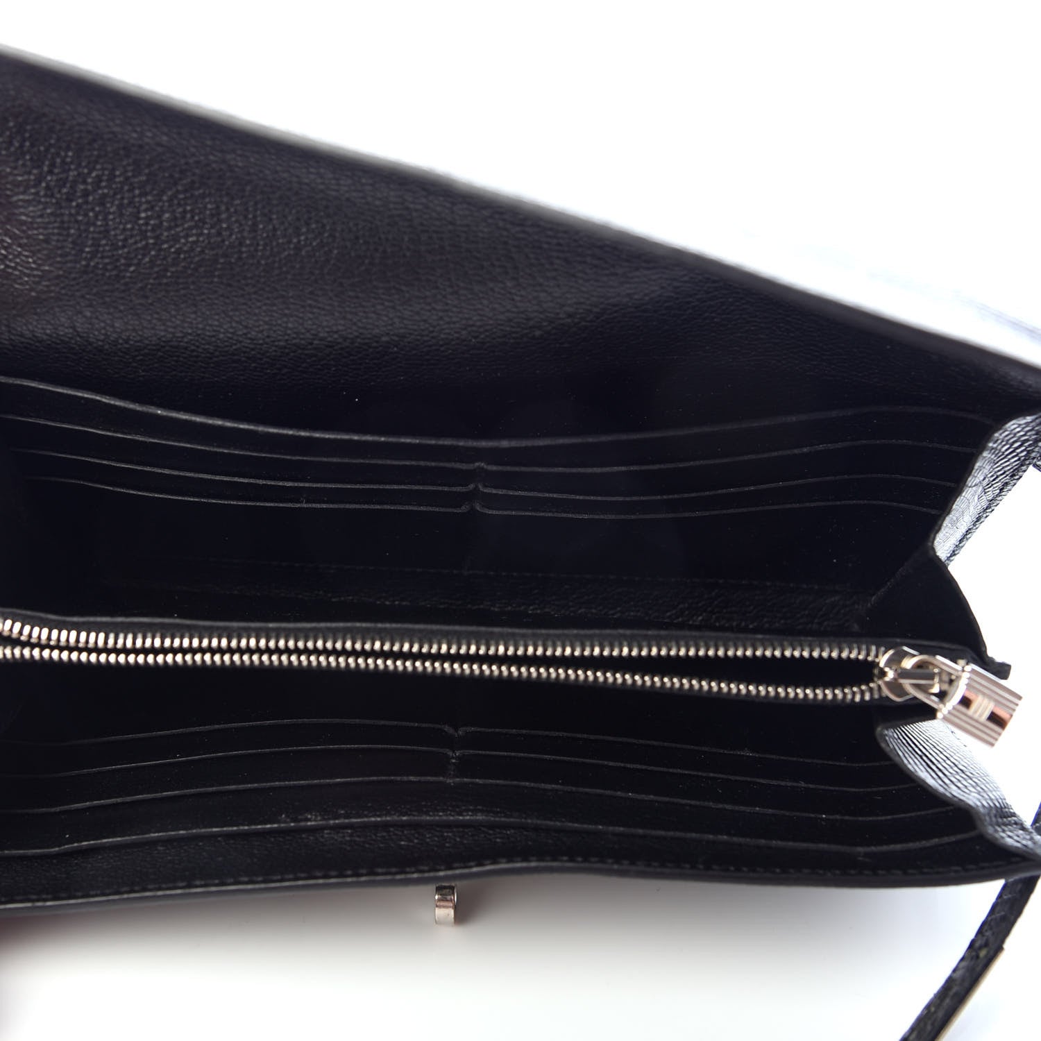 Hermes Lizard Kelly Longue Wallet Black 5 of 6