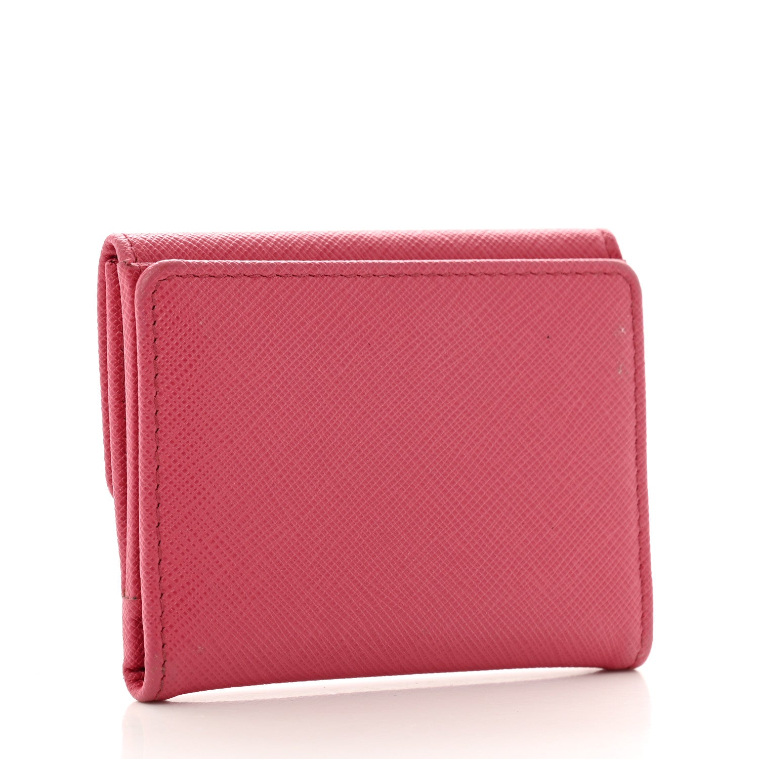 Prada Saffiano Metal Tri-Fold Compact Wallet Peonia 3 of 9