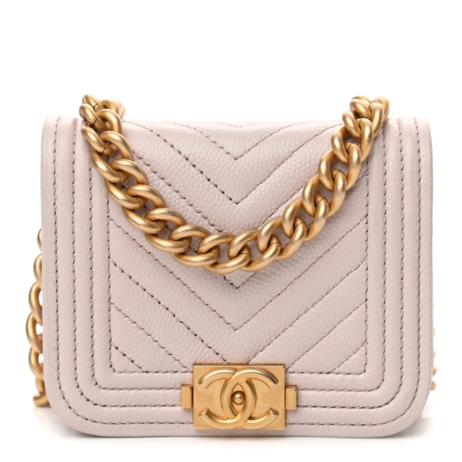 Chanel Caviar Chevron Boy Flap Waist Belt Bag Light Purple 1 of 12