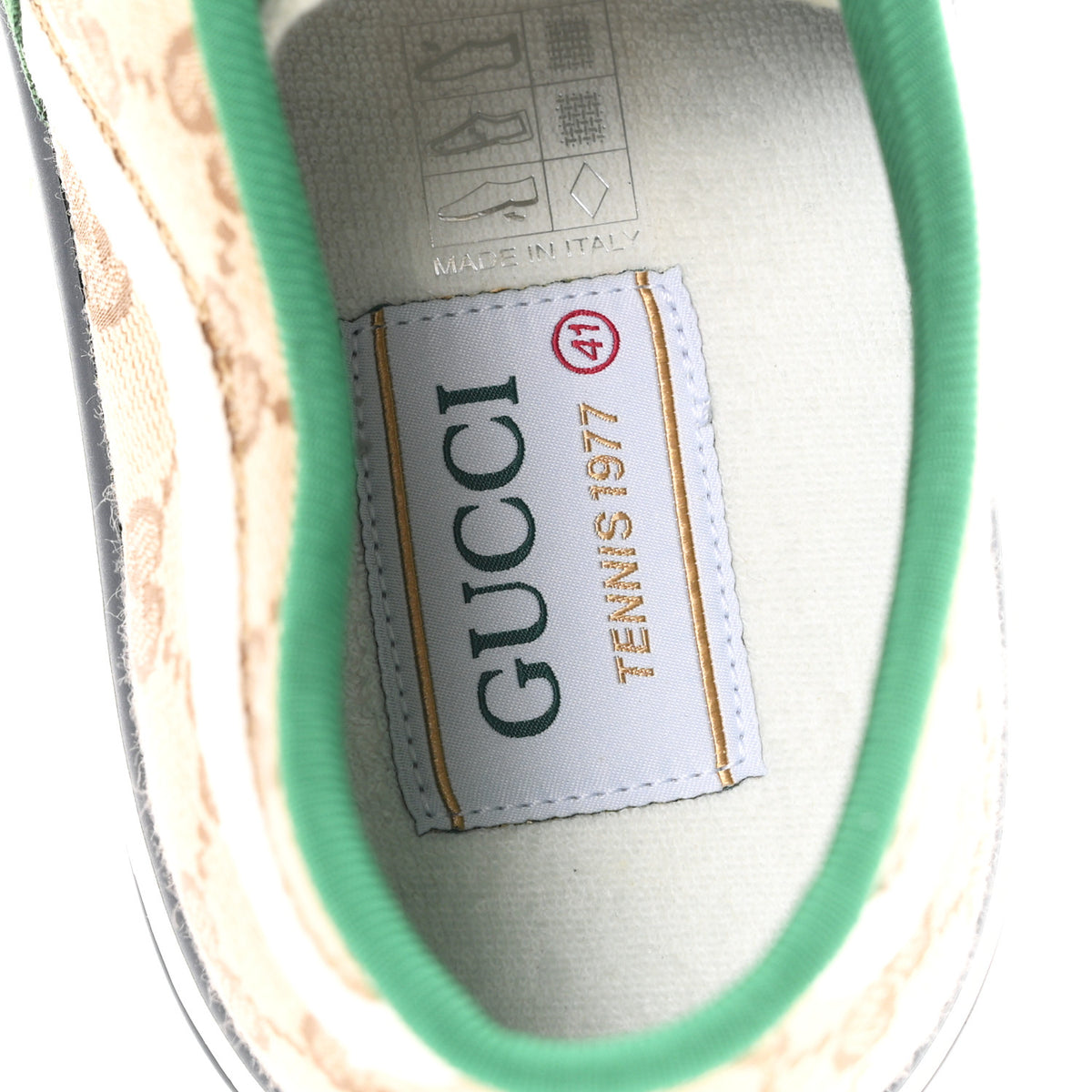 GG Monogram Web Womens 1977 Tennis Sneakers 41 Beige Ebony Mystic White
