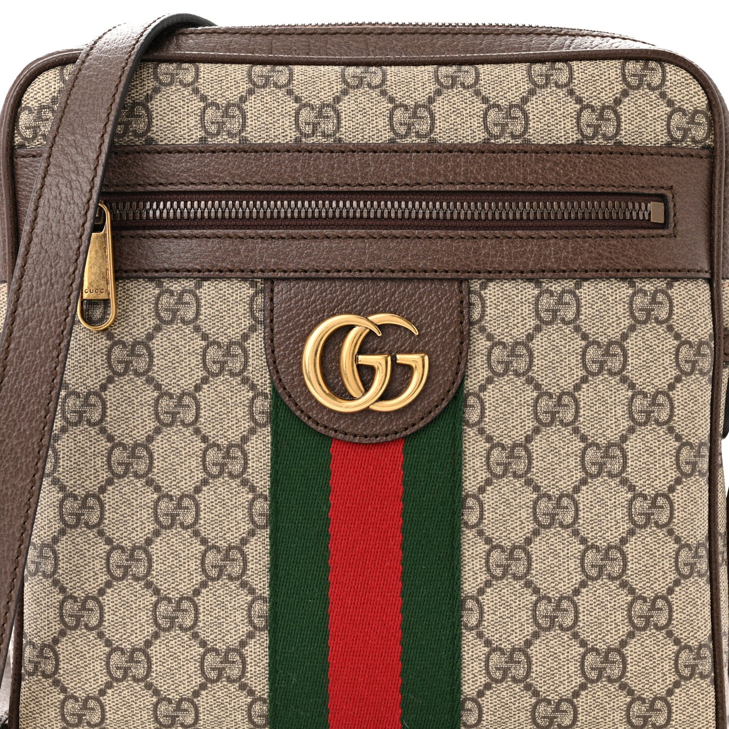 GG Supreme Monogram Web Small Ophidia Messenger Bag Brown