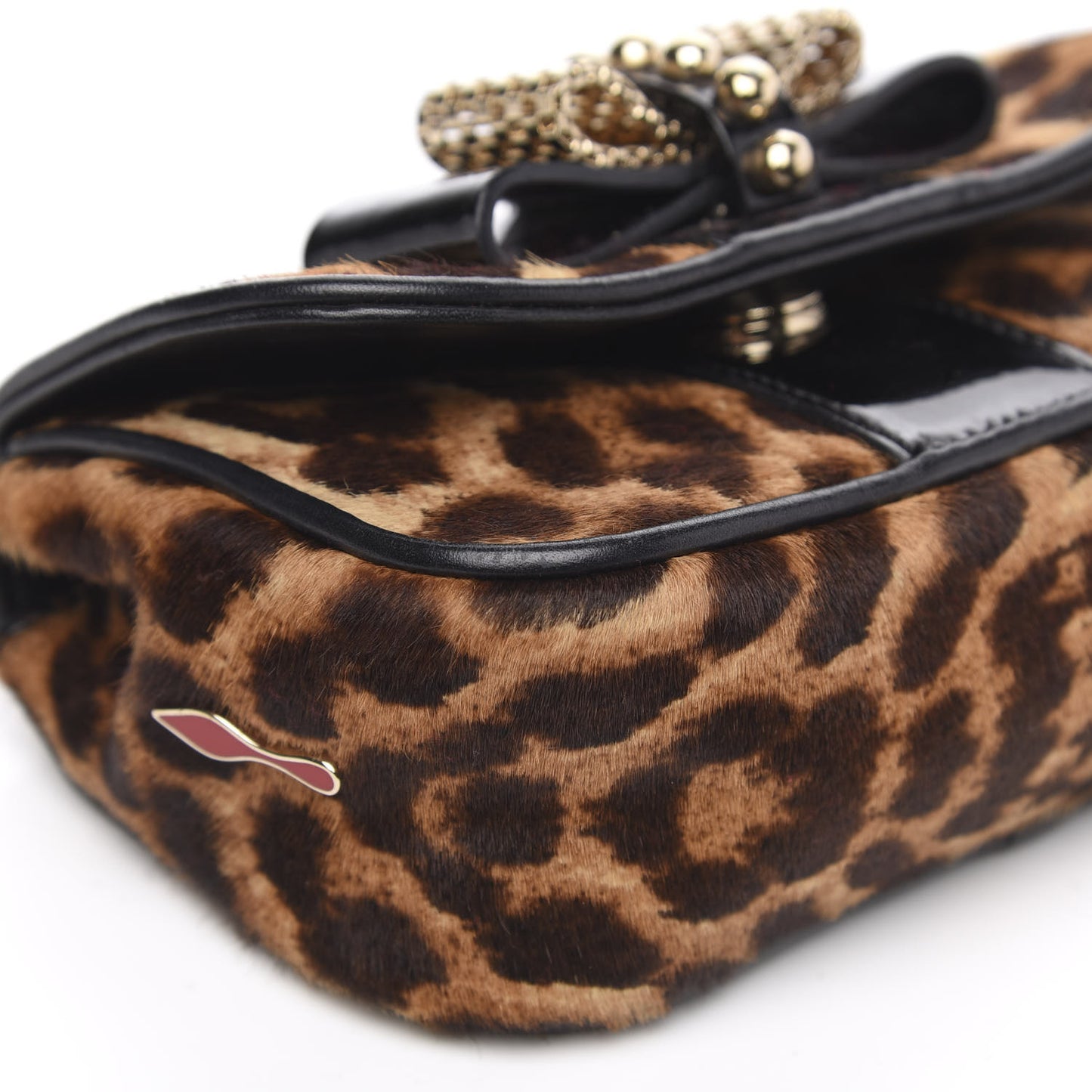 Calf Hair Leopard Print Mini Sweety Charity Crossbody Bag Brown