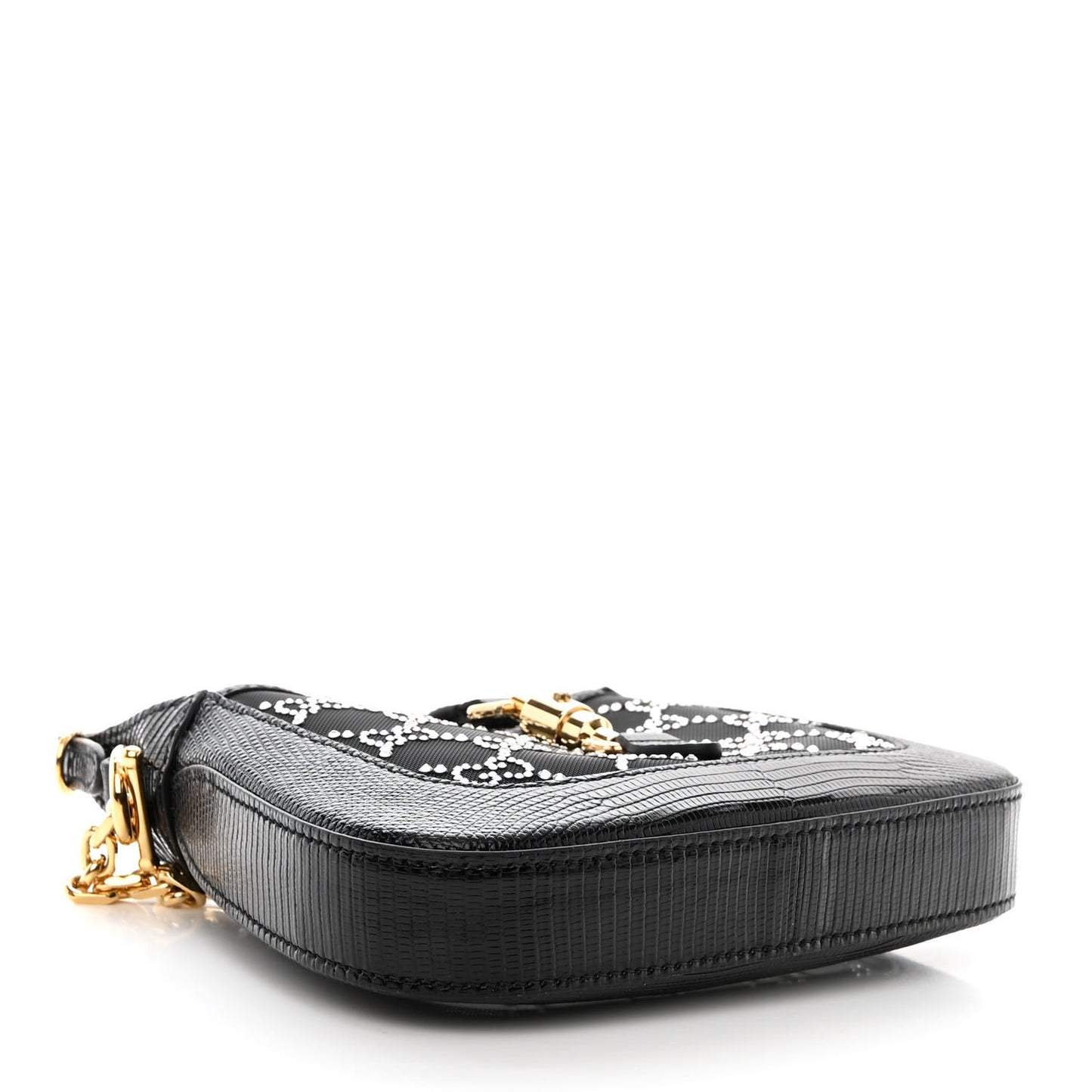 Lizard Mesh Crystal GG Monogram Mini Jackie 1961 Hobo Black
