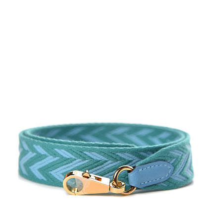 Hermes Toile Swift 25mm Sangle ZigZag Shoulder Strap Bleu Du Nord Vert Veronese 1 of 6