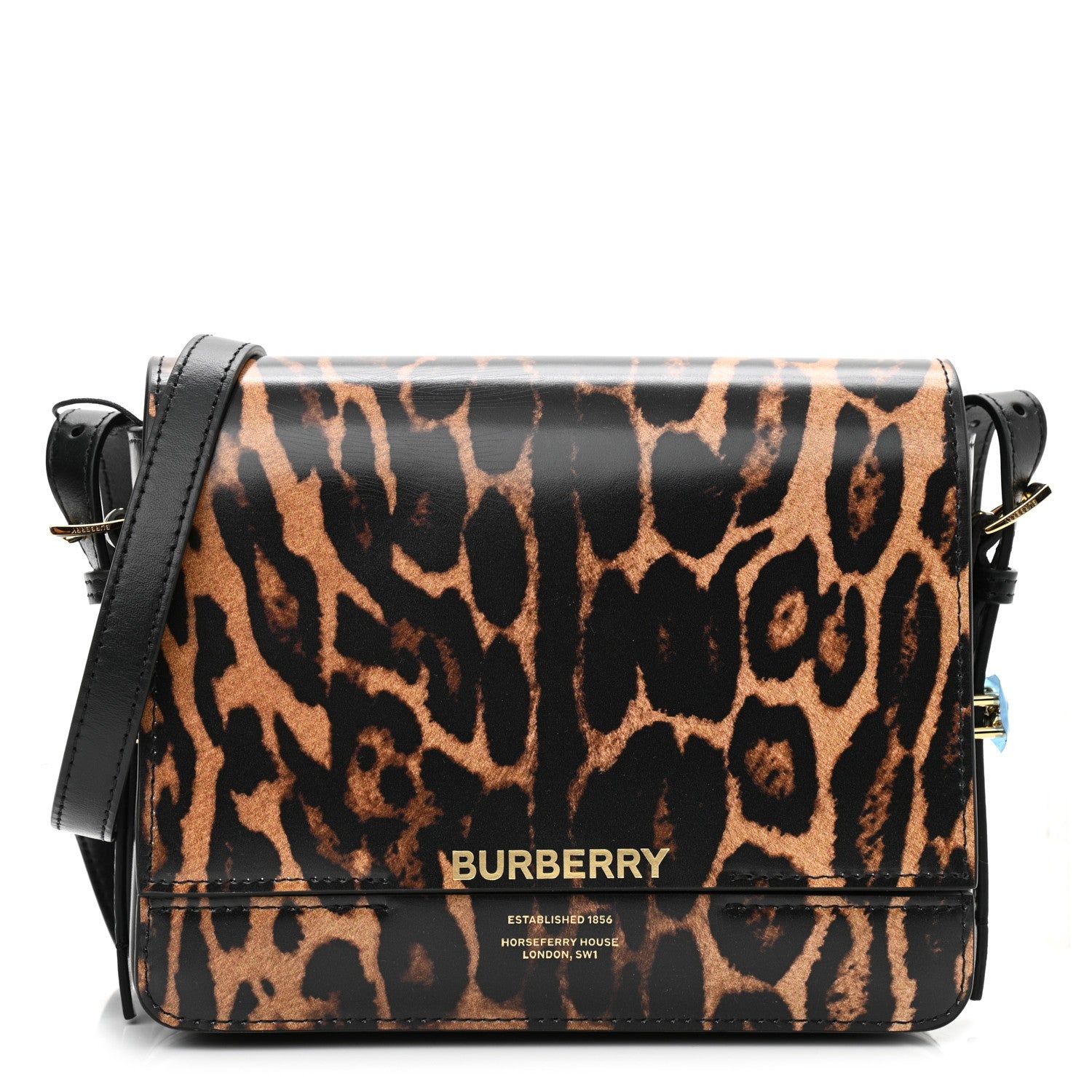 Burberry Calfskin Leopard Small Grace Bag Black 1 of 12