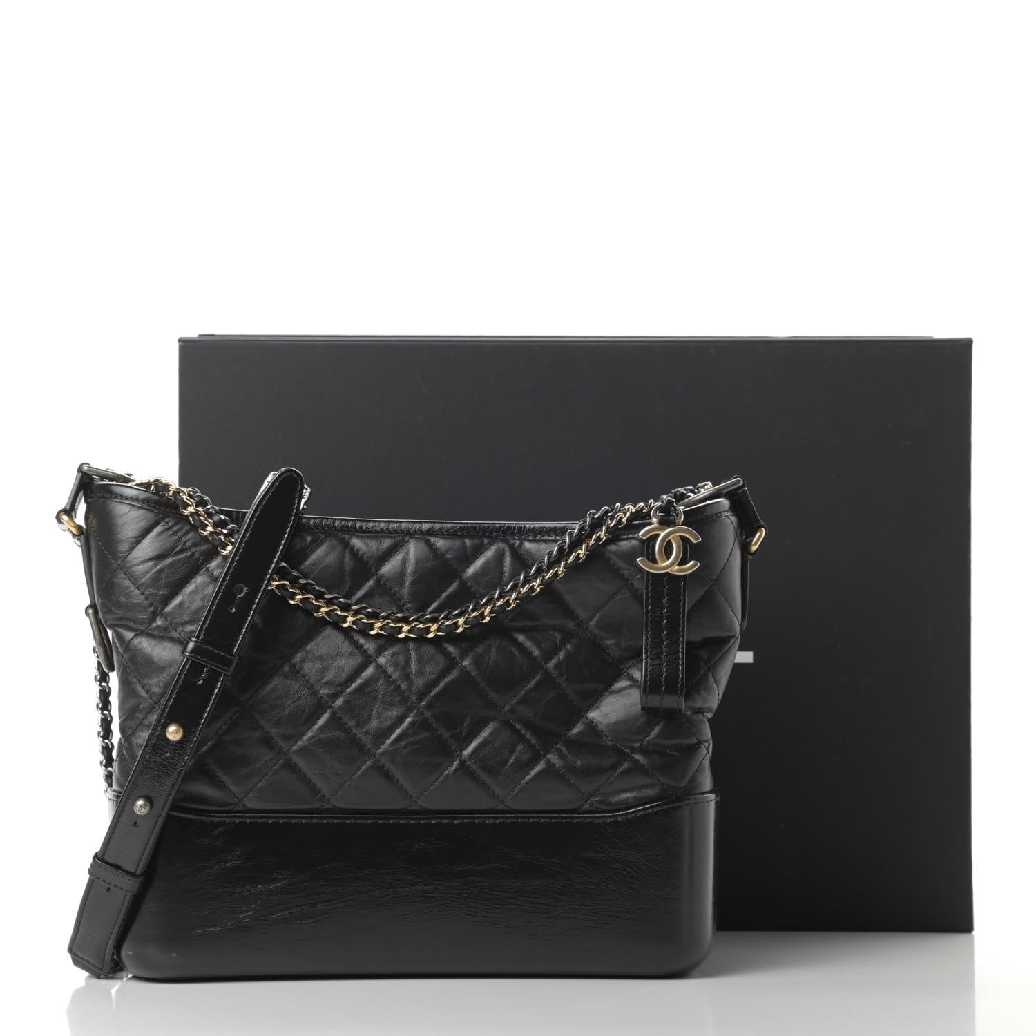 Chanel Aged Calfskin Quilted Medium Gabrielle Hobo Black 13 of 13