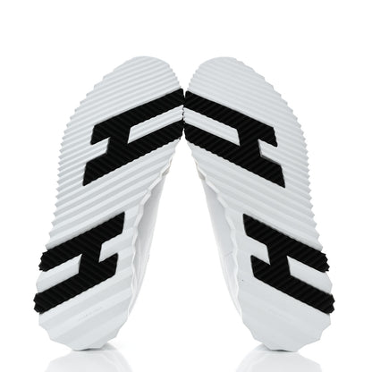 Hermes Calfskin Suede Goatskin Bouncing Sneakers 40 White Black 5 of 8