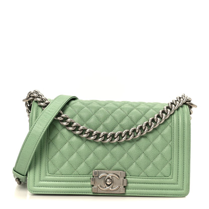 Chanel Caviar Quilted Medium Boy Flap Green 1 of 10