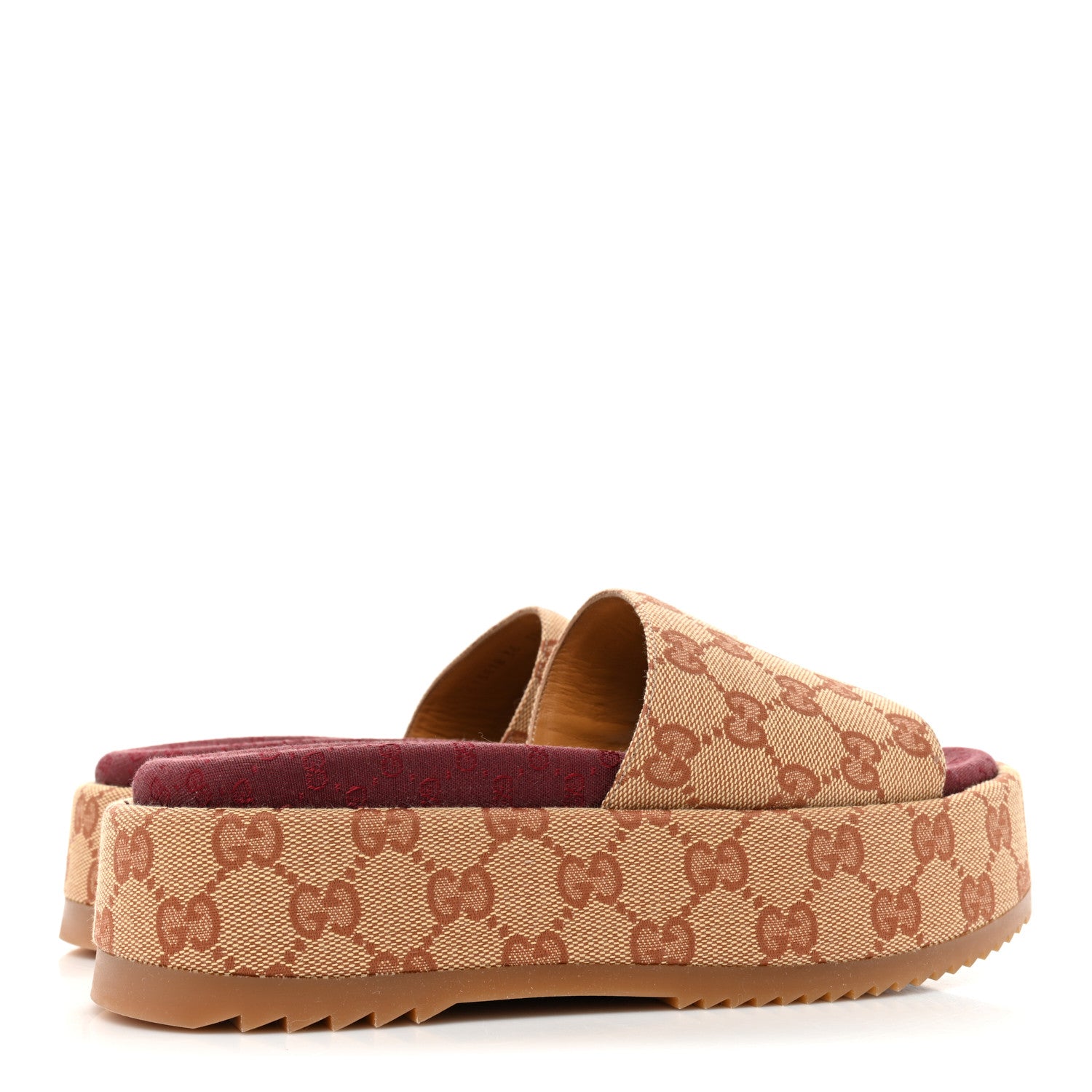 Gucci Canvas GG Monogram Angelina Platform Slide Sandals 36 Beige Ruggine 4 of 9
