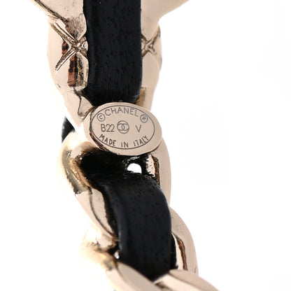 Chanel Metal Lambskin Quilted CC Turnlock Chain Hoop Earrings Gold Black 4 of 4