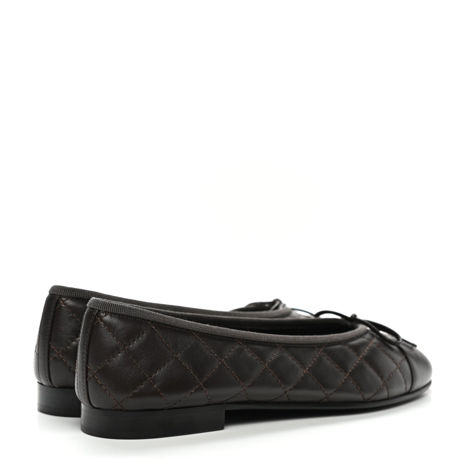 Chanel Lambskin Quilted CC Cap Toe Ballerina Flats 38 Dark Brown 4 of 8