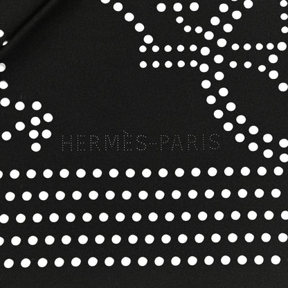 Hermes Silk Ex-Libris Perforated Triangle Scarf Black 2 of 4