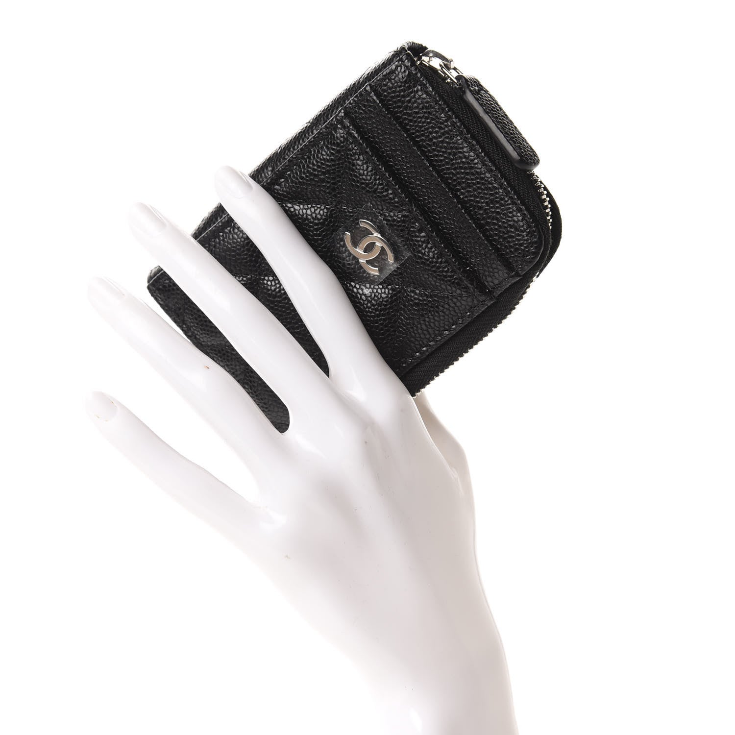 Chanel Caviar Quilted Zip Card Holder Black 2 of 8