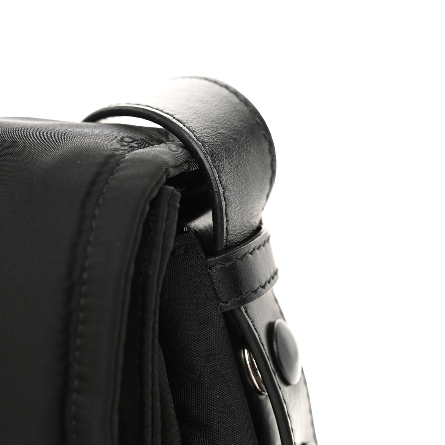Re-Nylon Vitello Padded Large Flap Shoulder Bag Black
